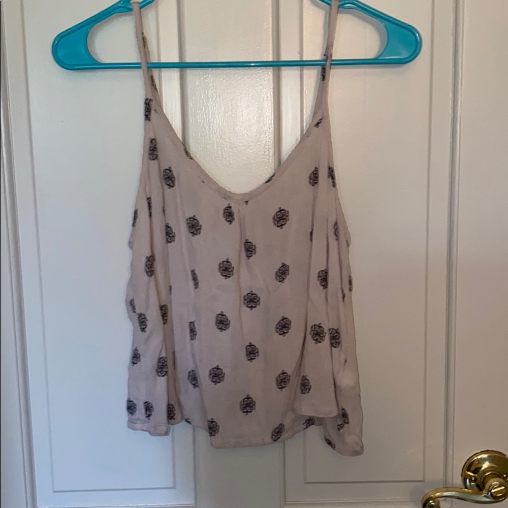 White Patterned Cropped Tank